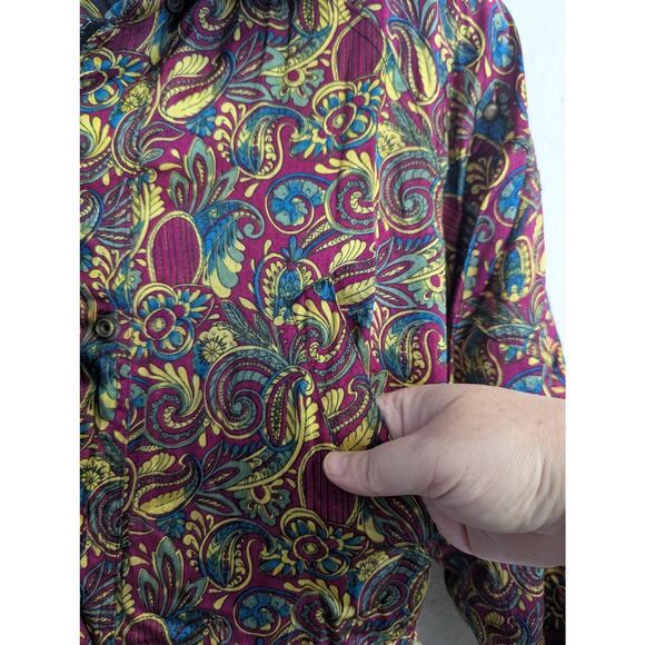 Vtg 90s Maximalist Puffer Coat Colorful Paisley Bold Statement Zip Womens Small - Picture 5 of 13